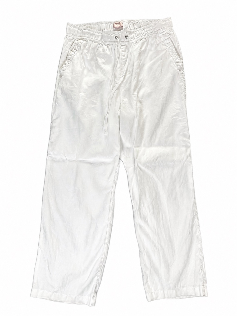 St. Tropez White Wide Leg Linen-Blend Pants